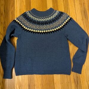 Women's Vintage Blue Patterned Sweater